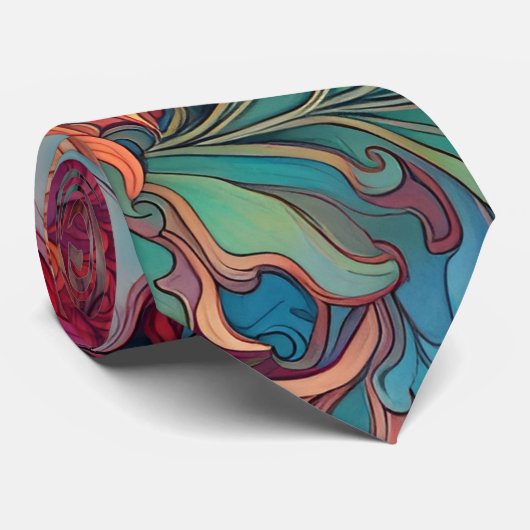 Dahlia Bloemen Tapestry Stropdas (Opgerold)