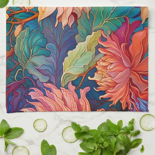 Dahlia Bloemen Tapestry Theedoek (Gevouwen)