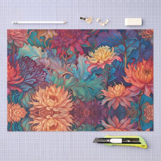 Dahlia Bloemen Tapestry Tissuepapier (Craft)