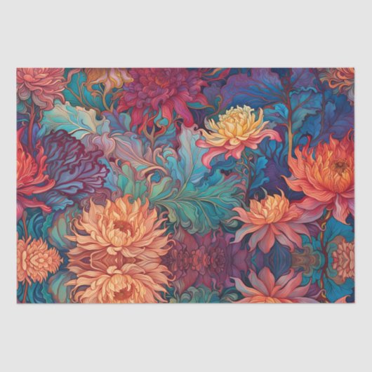 Dahlia Bloemen Tapestry Tissuepapier (Voorkant)