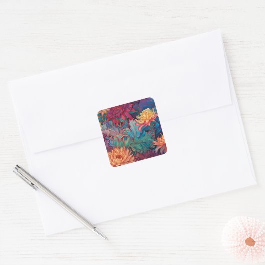 Dahlia Bloemen Tapestry Vierkante Sticker (Envelop)