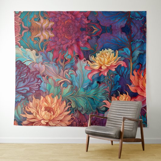 Dahlia Bloemen Tapestry Wandkleed (In Situ (horizontaal))