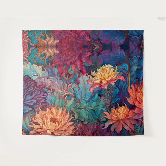 Dahlia Bloemen Tapestry Wandkleed (Voorkant (horizontaal))
