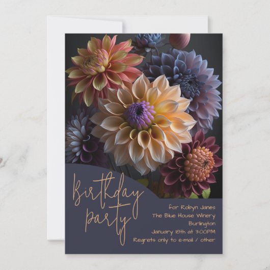 Dahlia Bloemen Verjaardagsfeest Kaart (Voorkant)