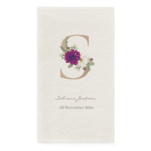 Dahlia bloemenboeket roze gouden monogram letter S