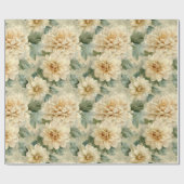 Dahlia Bloempatroon met groen Decoupage Cadeaupapier (Vlak)