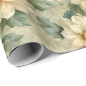 Dahlia Bloempatroon met groen Decoupage Cadeaupapier (Rol Hoek)