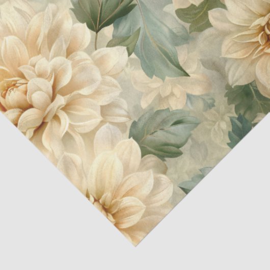 Dahlia Bloempatroon met groen Decoupage Tissuepapier (Detail)