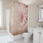 Dahlia bloemroze en goudbloem douchegordijn (In situ)
