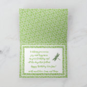 Dahlia Blooms en Dragonfly Happy Birthday Kaart (Binnen)