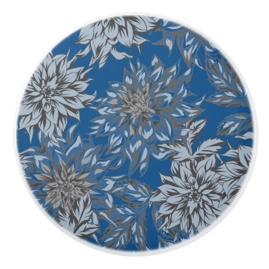 Dahlia Blue Taupe Keramische Pull Knop (Voorkant)