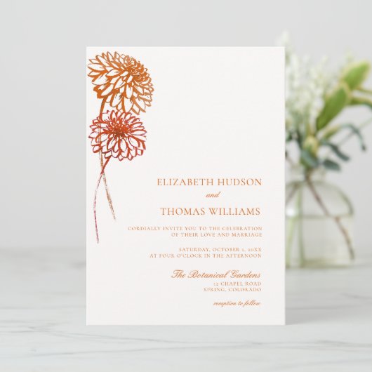 Dahlia Bold Bloemen Kunst Schets Modern Herfst Bru Kaart (Staand voorkant)