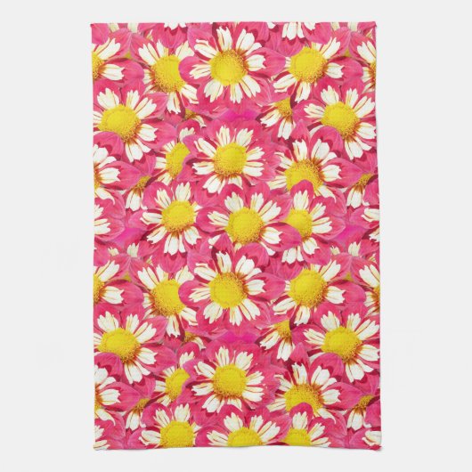 Dahlia bouquet - koraal en wit met geel theedoek (Verticaal)