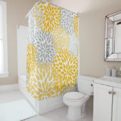 Dahlia Bouquet - mosterdgele bloem Douchegordijn (In situ)