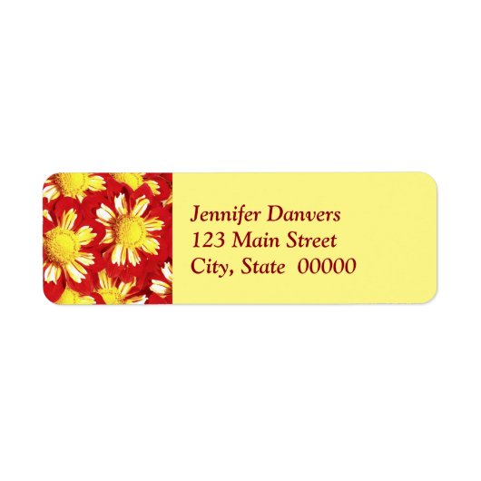 Dahlia bouquet - rood en wit met geel etiket (Voorkant)