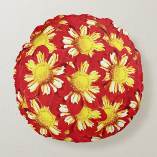 Dahlia bouquet - rood en wit met geel rond kussen
