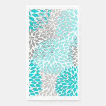 Dahlia Bouquet - turquoise gray Paper Guest Towels