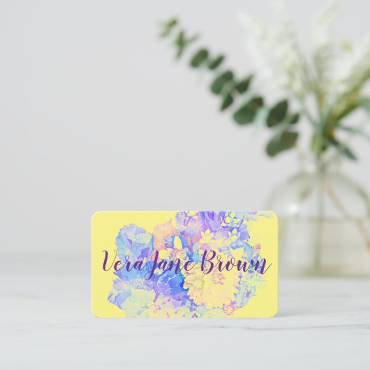 Dahlia Bouquet Waterverf Visitekaartje (Staand voorkant)