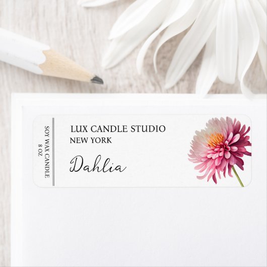 Dahlia Candle Label (Insitu)