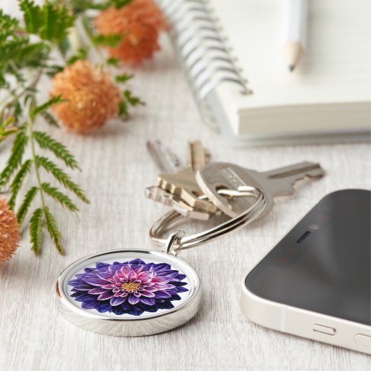 Dahlia Ceramic Ball kerst Ornament Sleutelhanger (Zijkant)