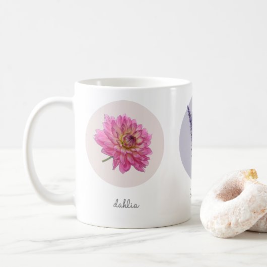 Dahlia, Coneflower en Lavendel Bloemen Koffiemok (Met donut)