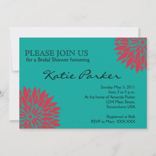 Dahlia Coral and blauwgroen Flower Kaart (Voorkant)