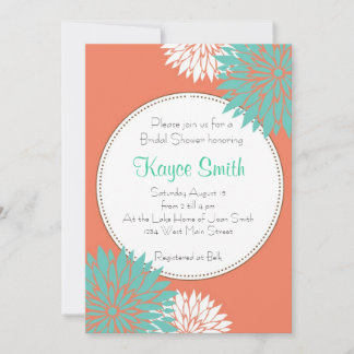 Dahlia Coral Flower Invitation Kaart