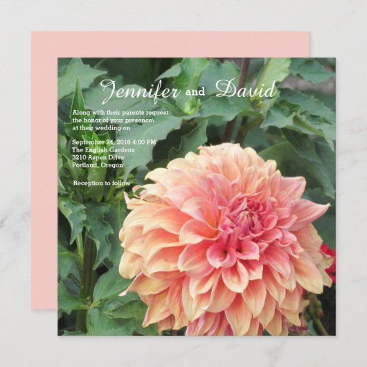Dahlia Custom Wedding Invitation Kaart (Voorkant / Achterkant)