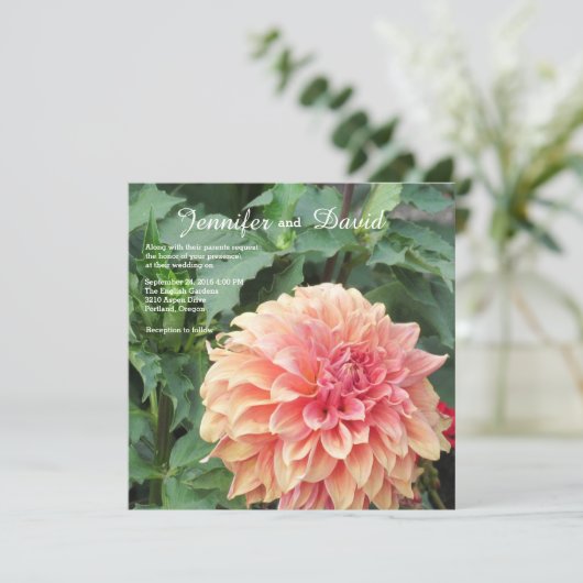 Dahlia Custom Wedding Invitation Kaart (Staand voorkant)