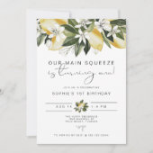 DAHLIA Cute Waterverf Lemon First Birthday Kaart (Voorkant)