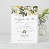 DAHLIA Cute Waterverf Lemon First Birthday Kaart (Staand voorkant)