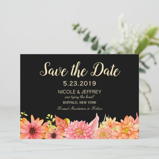 Dahlia Daisy Spring Country Weddenschap Save the D Save The Date (Staand voorkant)