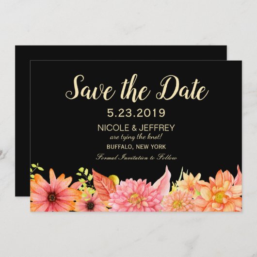 Dahlia Daisy Spring Country Weddenschap Save the D Save The Date (Voorkant / Achterkant)