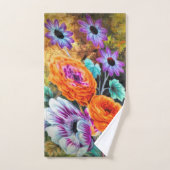 Dahlia daisy tuin bloemengroen goud sinaasappel bad handdoek (Handdoek)