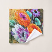 Dahlia daisy tuin bloemengroen goud sinaasappel bad handdoek (Wasdoekje)