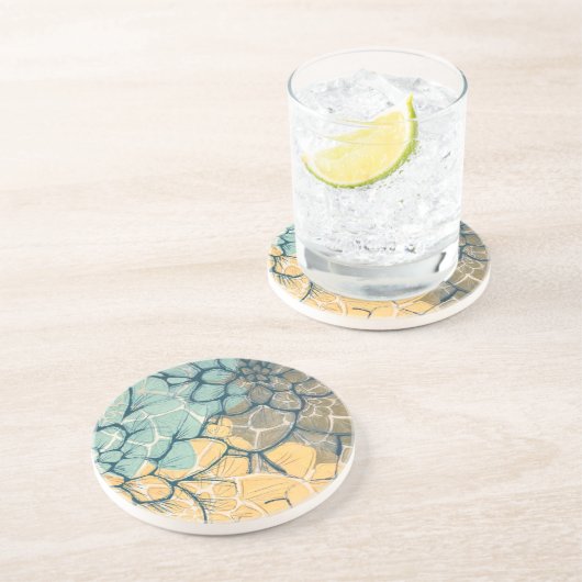 Dahlia Dance I Zandsteen Onderzetter (Zijkant)