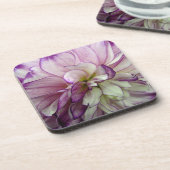 Dahlia Design Set van 6 Square Cork Onderzetters (Linkerzijde)