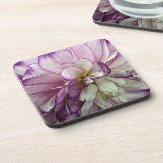 Dahlia Design Set van 6 Square Cork Onderzetters (Linkerzijde)