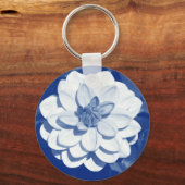 Dahlia - Digitaal cyanotype Sleutelhanger (Voorkant)