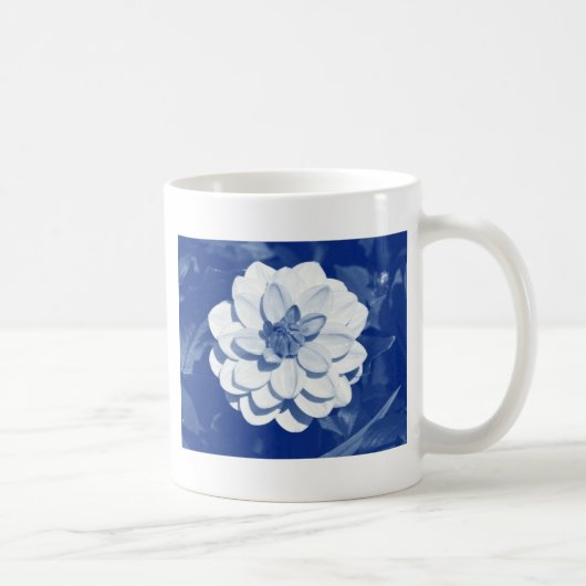 Dahlia - Digitale Cyanotype Koffiemok (Rechts)