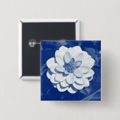 Dahlia - Digitale Cyanotype Vierkante Button 5,1 Cm (Voorkant /achterkant)