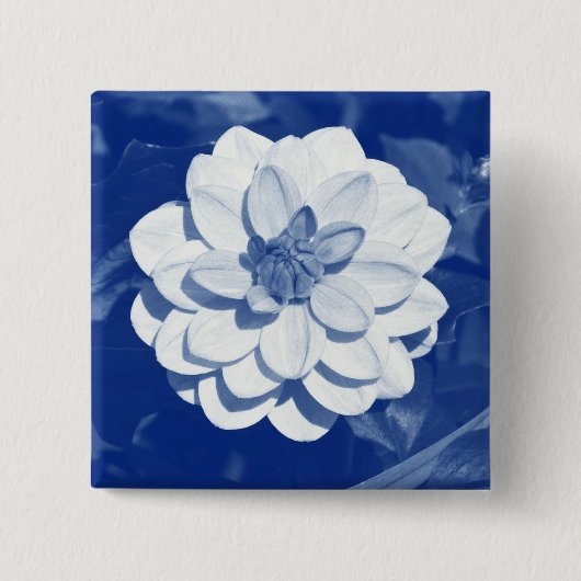 Dahlia - Digitale Cyanotype Vierkante Button 5,1 Cm (Voorkant)