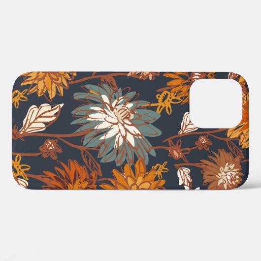 Dahlia en chrysanthema's met een naadloos patroon, Case-Mate iPhone case (Achterkant (horizontaal))