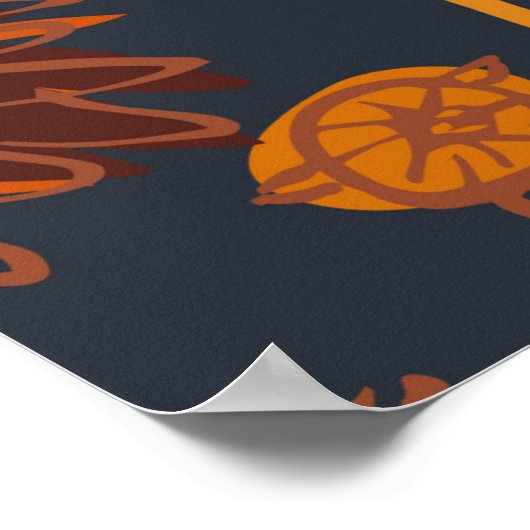 Dahlia en chrysanthema's met een naadloos patroon, poster (Hoek)