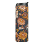 Dahlia en chrysanthema's met een naadloos patroon, thermosbeker (Gedraaid links)