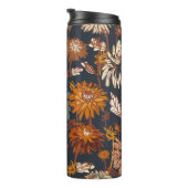 Dahlia en chrysanthema's met een naadloos patroon, thermosbeker (Geroteerd rechts)