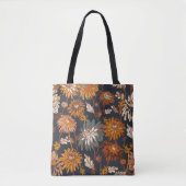 Dahlia en chrysanthema's met een naadloos patroon, tote bag (Voorkant)