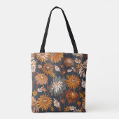 Dahlia en chrysanthema's met een naadloos patroon, tote bag (Achterkant)