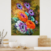 Dahlia en daisy flower garden floral poster (Keuken)