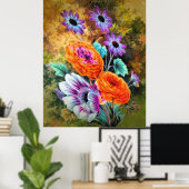 Dahlia en daisy flower garden floral poster (Thuiskantoor)